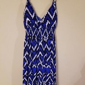 Derek Heart  L Blue Aztec Geometric Sundress